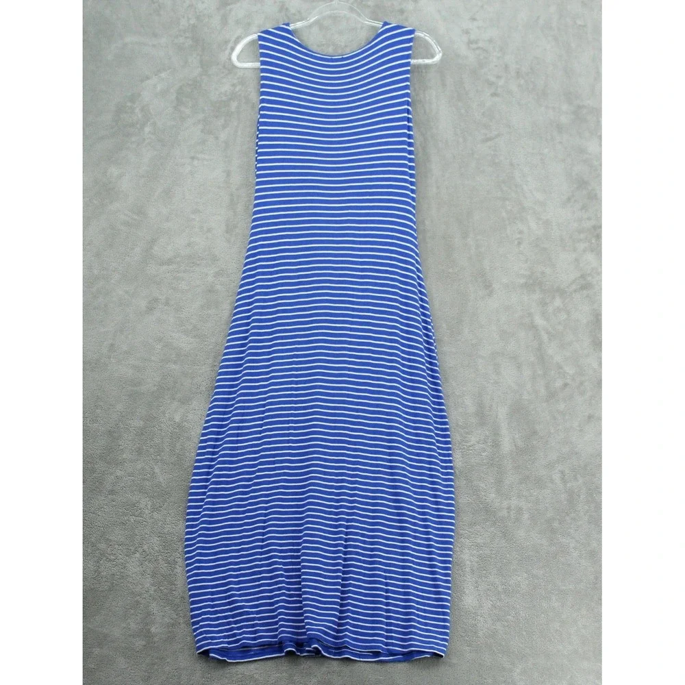 Tahari Dress Women Small Blue Striped Twist Front Nautical Stretch Comfort Knit - Picture 2 of 9